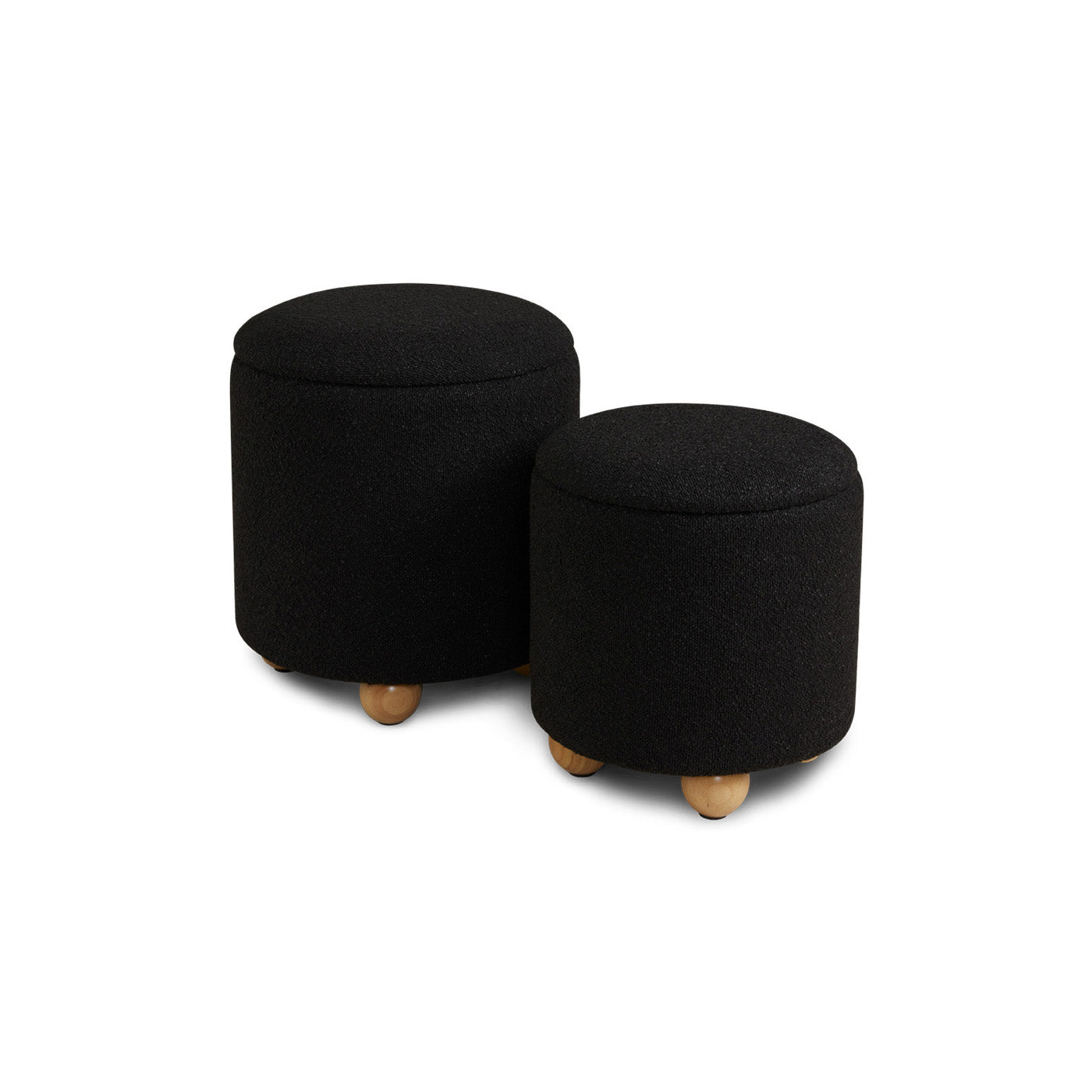 Biagio Storage Ottomans Black boucle (Set of 2)