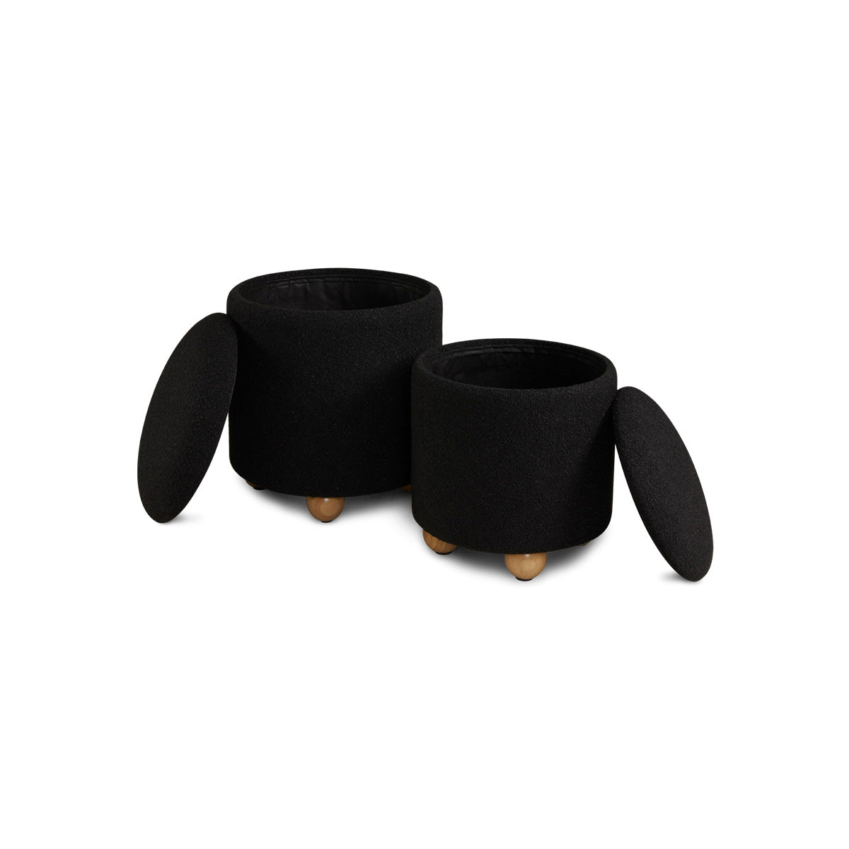 Biagio Storage Ottomans Black boucle (Set of 2)