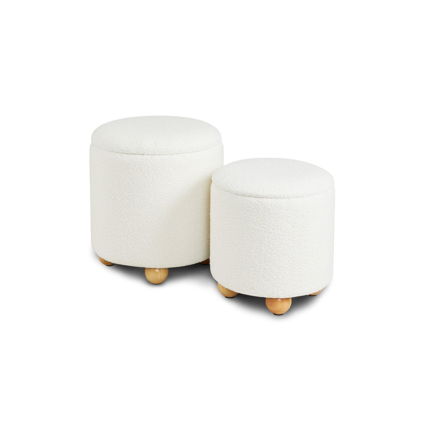 Biagio Storage Ottomans Ivory boucle (Set of 2)