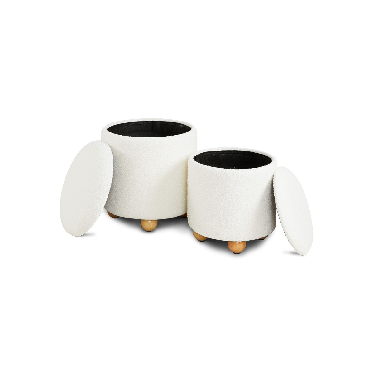 Biagio Storage Ottomans Ivory boucle (Set of 2)