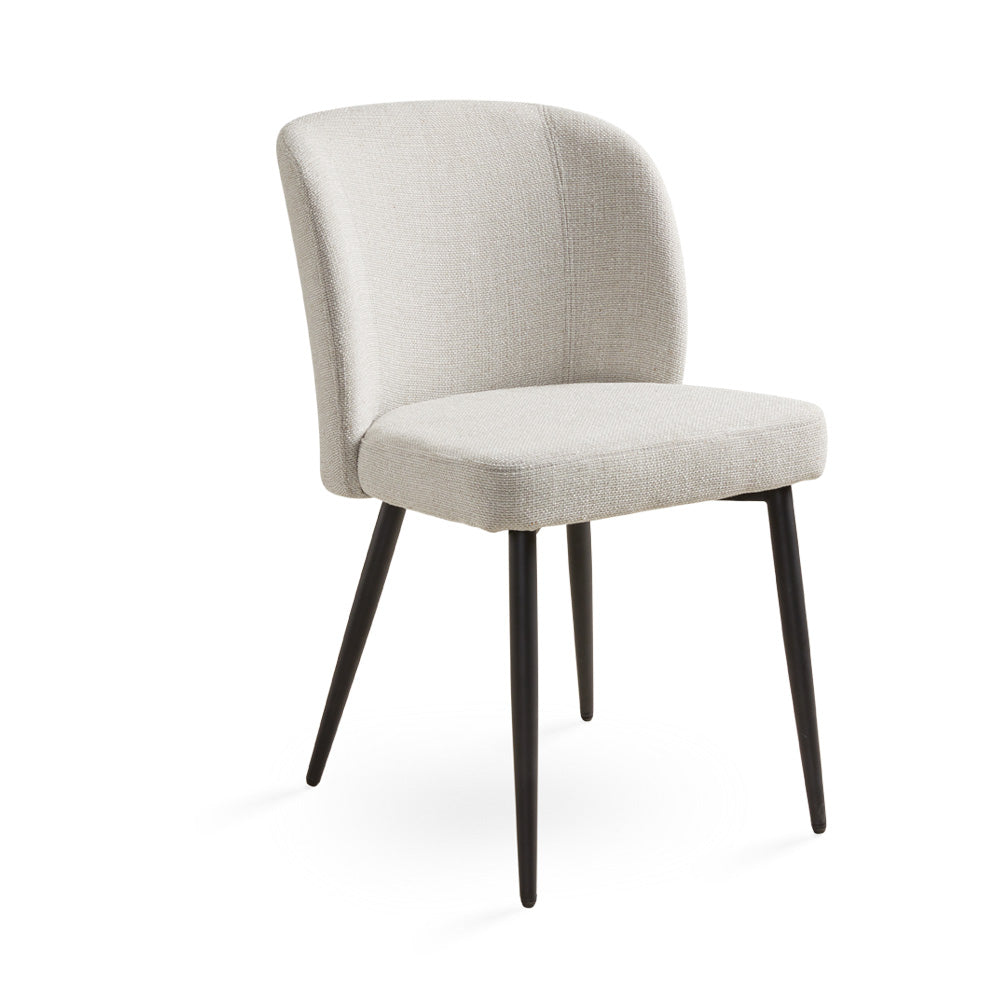 Divya Dining Chair Silex Beige Linen with Black Legs