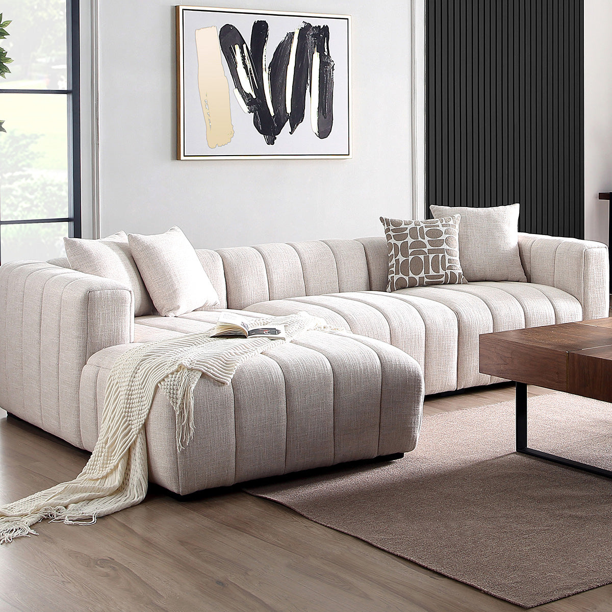 Lenox Sectional Sofa Taupe Boucle