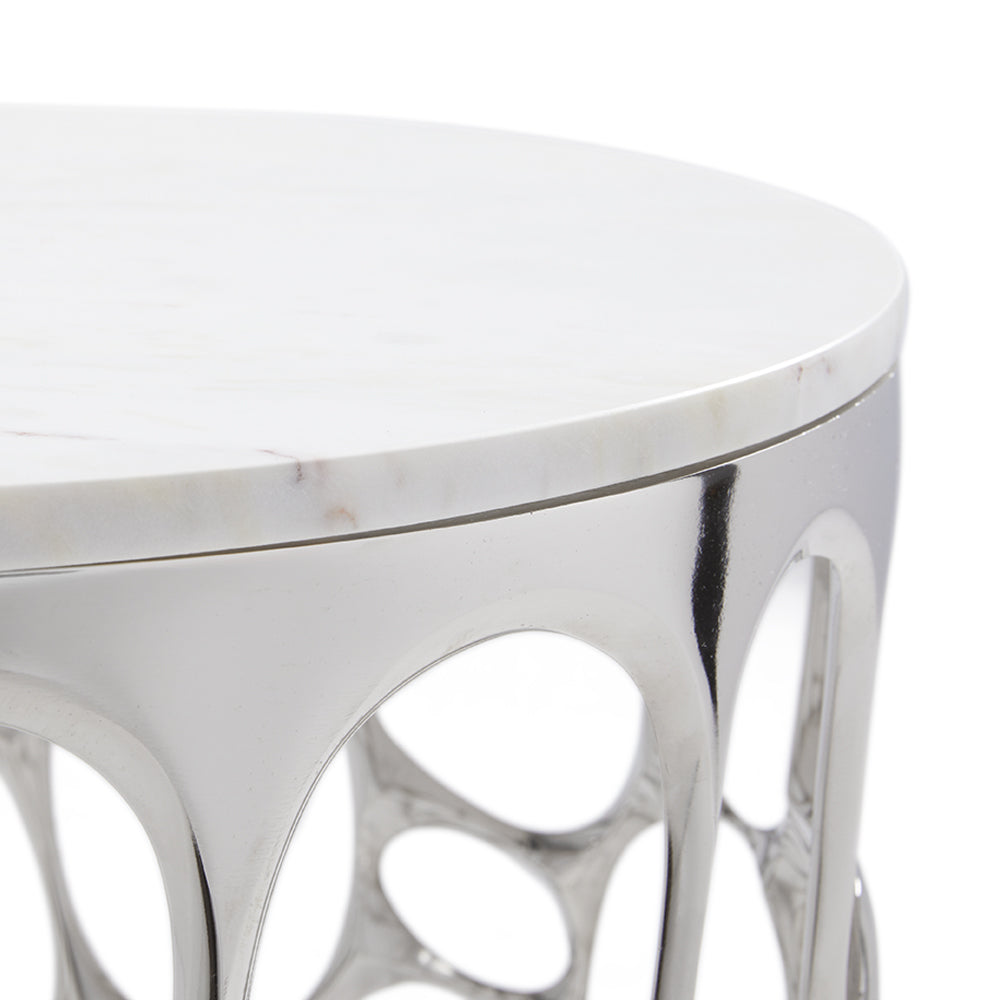 Ayla End Table with Marble top and Sliver base
