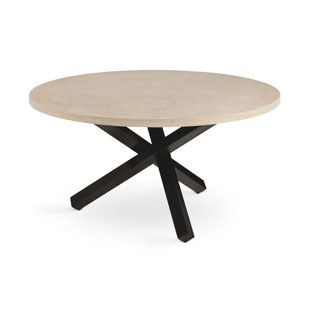Raleigh Dining Table Oak Veneer Top Black Legs