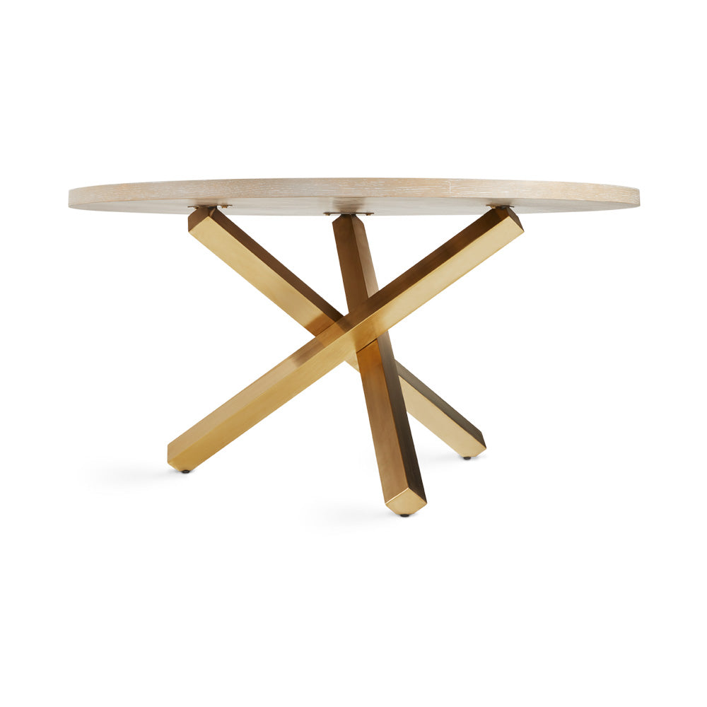 Raleigh Dining Table Oak Veneer Top Brushed Gold Legs