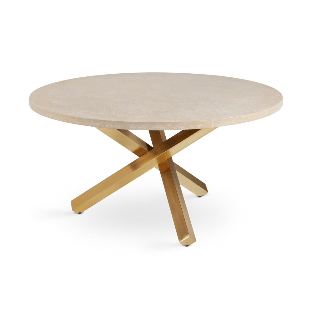 Raleigh Dining Table Oak Veneer Top Brushed Gold Legs